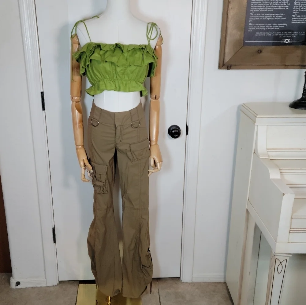 Reformation Ruskin Green Linen Crop Top XS Cottagecore Tank